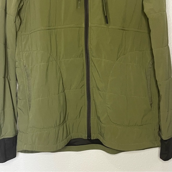 The North Face Lightweight Fabric Quilted Jacket Medium Green Hooded Full Zip - Picture 3 of 11